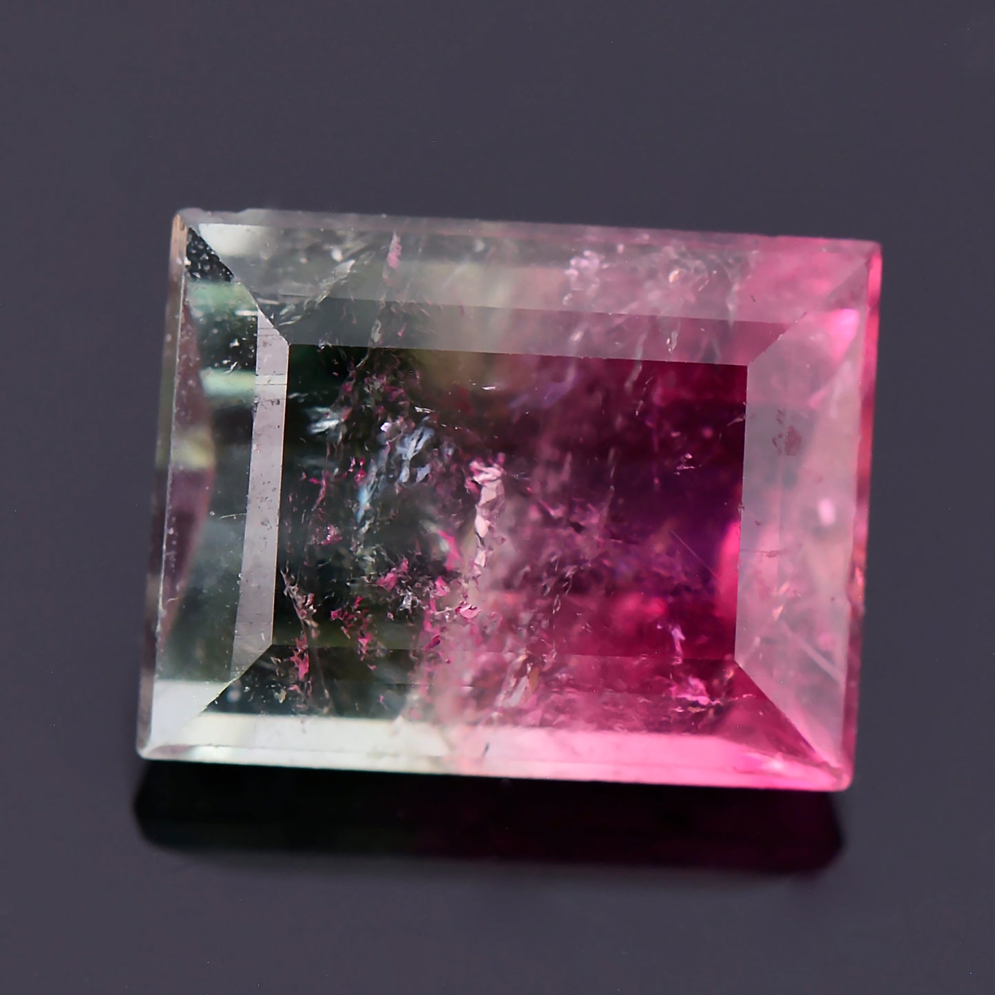 Watermelon Tourmaline, 1.36 cts., 7.3x5.7 mm., Rectangle Shape, Bicolor, Green, Pink, Brazil, Natural