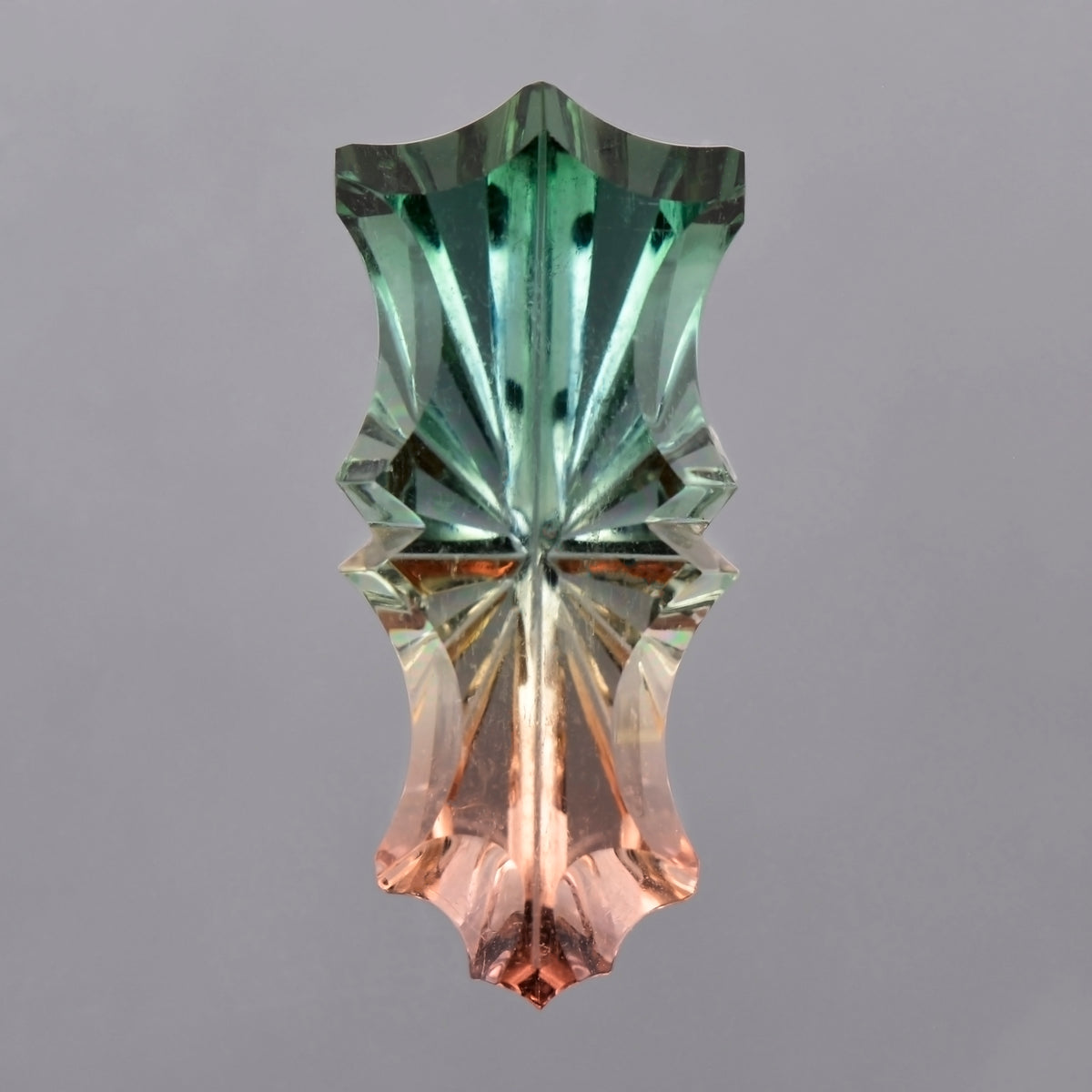 Watermelon Tourmaline, 8.82 cts., 20.4x9.0 mm., Baroque Valkyrie Fantasy, Bicolor, Green, Pink, Brazil, Natural