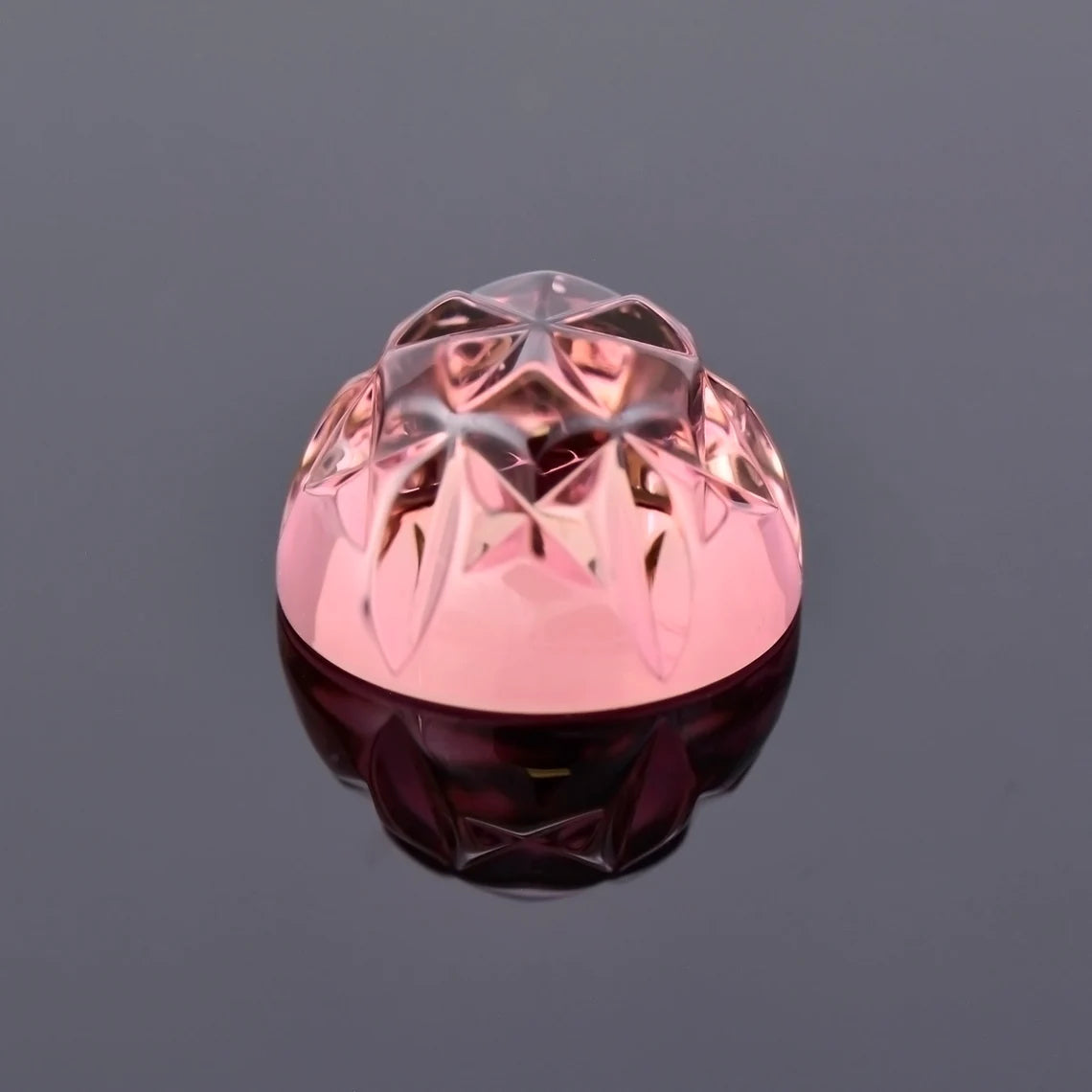 Exquisite Pink Tourmaline Optic Bloom Gemstone, 10.21 cts., 13 mm., Fantasy Carved Rose Cut Round