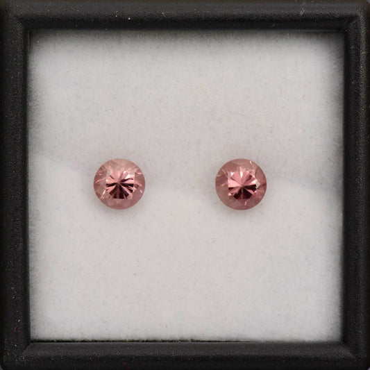 Brilliant Pink Champagne Zircon Gemstone Match Pair from Tanzania 1.53 tcw.