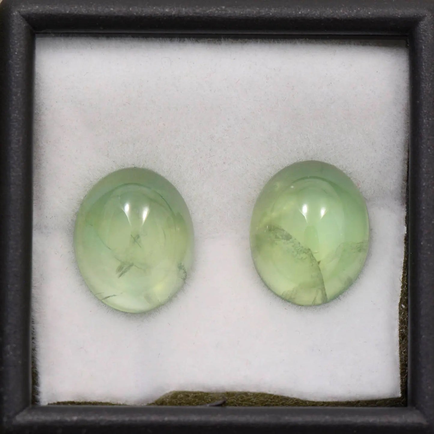 Beautiful Green Prehnite Match Pair Cabochons from Mali 9.88 tcw.