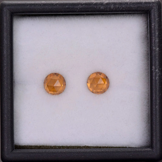 Gorgeous Bright Orange Zircon Gemstone Match Pair, 1.76 tcw., 5.0 mm., Dutch Rose Cut