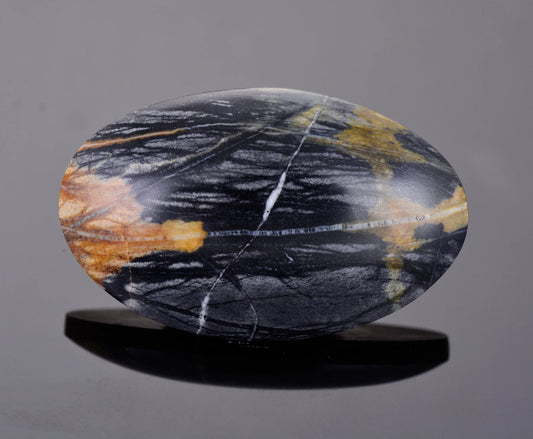 Interesting Brecciated Picasso Jasper from Utah, 81.68 cts., 47 x 29 mm., Oval Cabochon