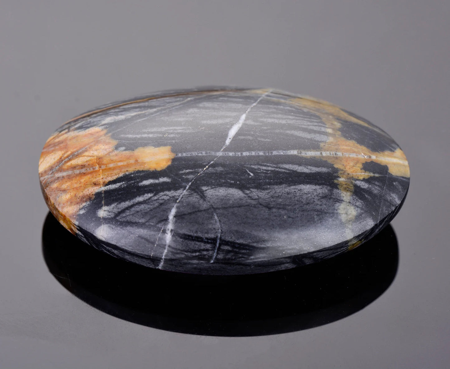 Interesting Brecciated Picasso Jasper from Utah, 81.68 cts., 47 x 29 mm., Oval Cabochon