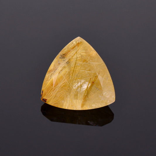 Intriguing Quartz with Rutile Inclusion Gemstone from Brazil, 12.13 cts., 16 mm., Trillion Shape