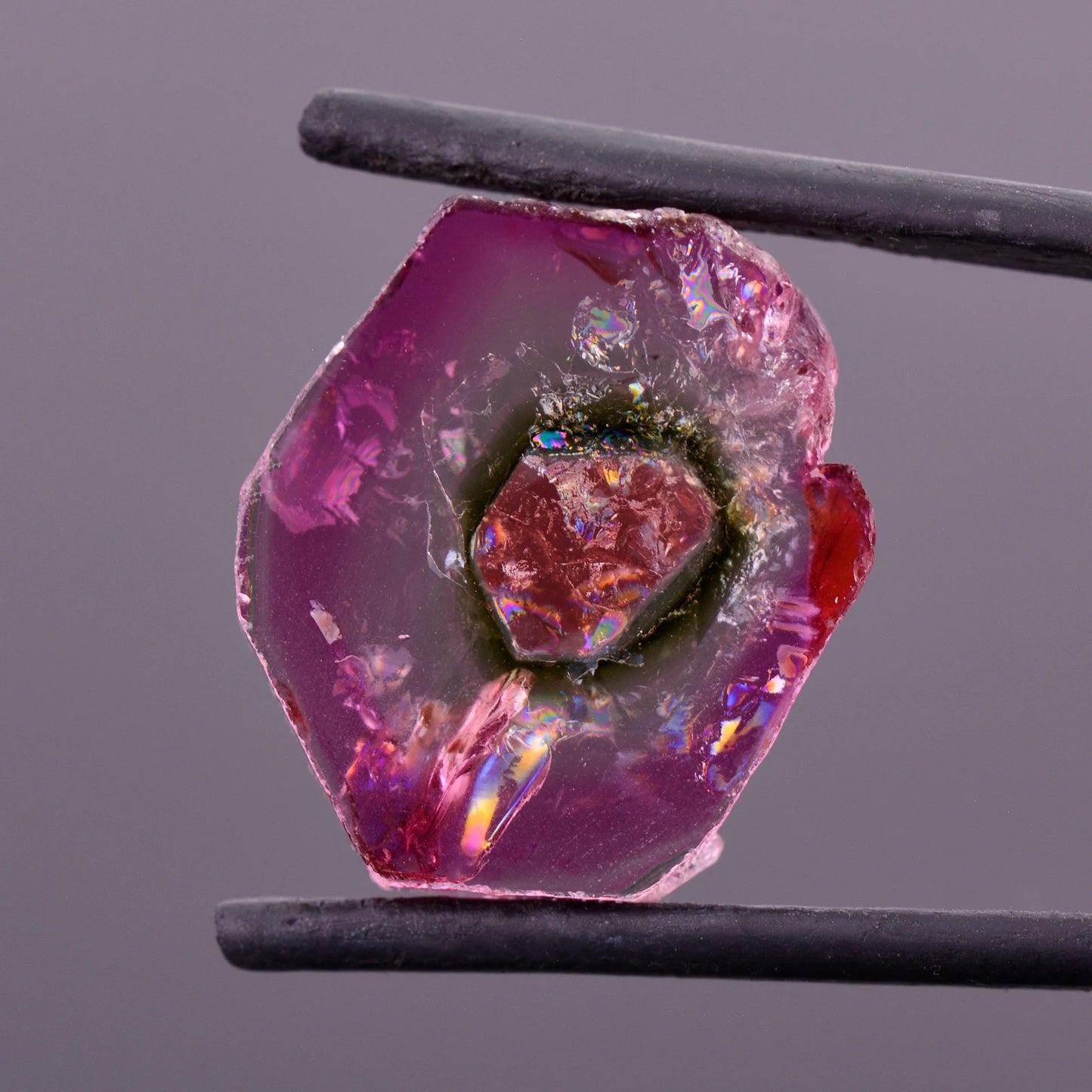 Beautiful Natural Tourmaline Slice from Brazil, 16.02 cts., 20x18 mm., Polished Crystal Slice