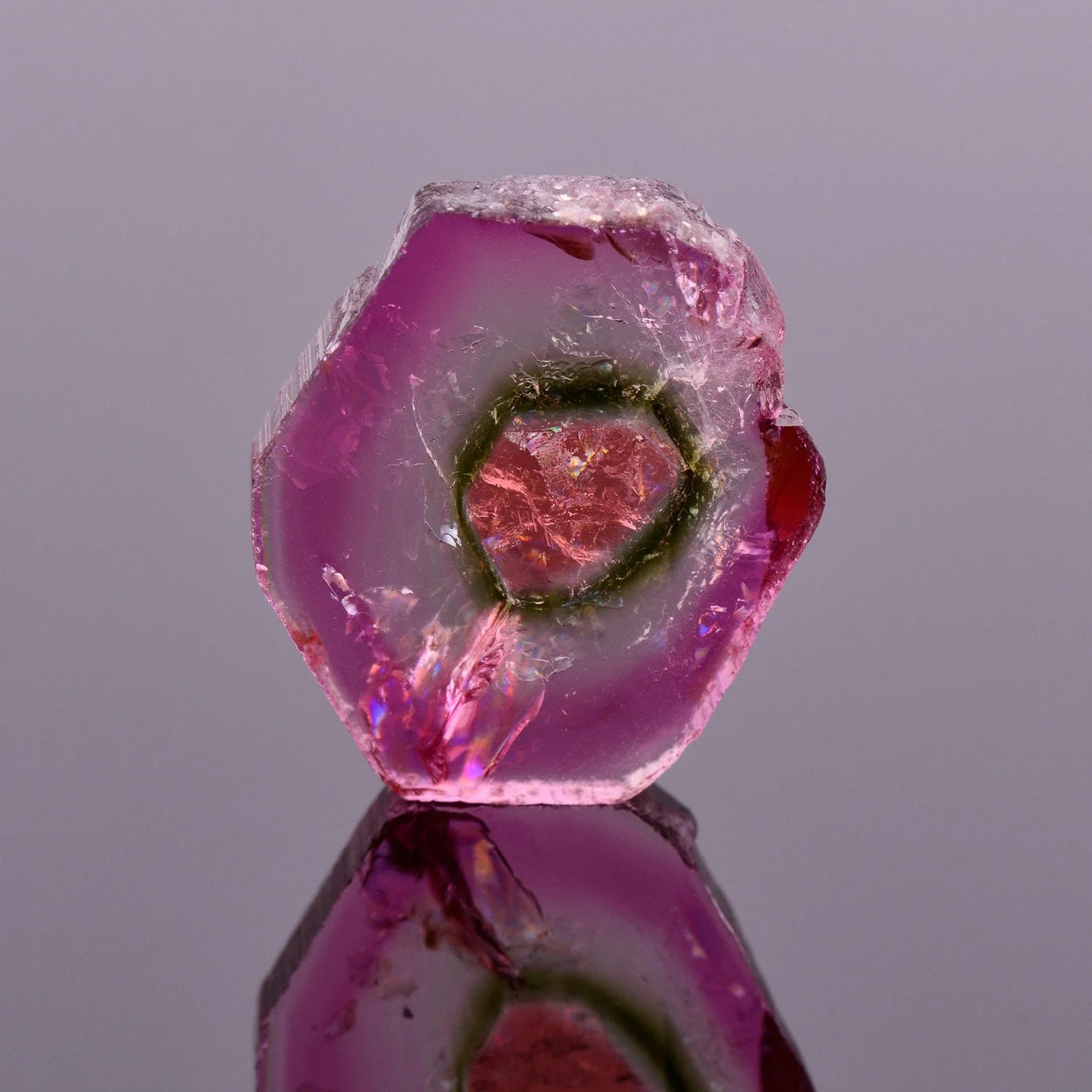 Beautiful Natural Tourmaline Slice from Brazil, 16.02 cts., 20x18 mm., Polished Crystal Slice