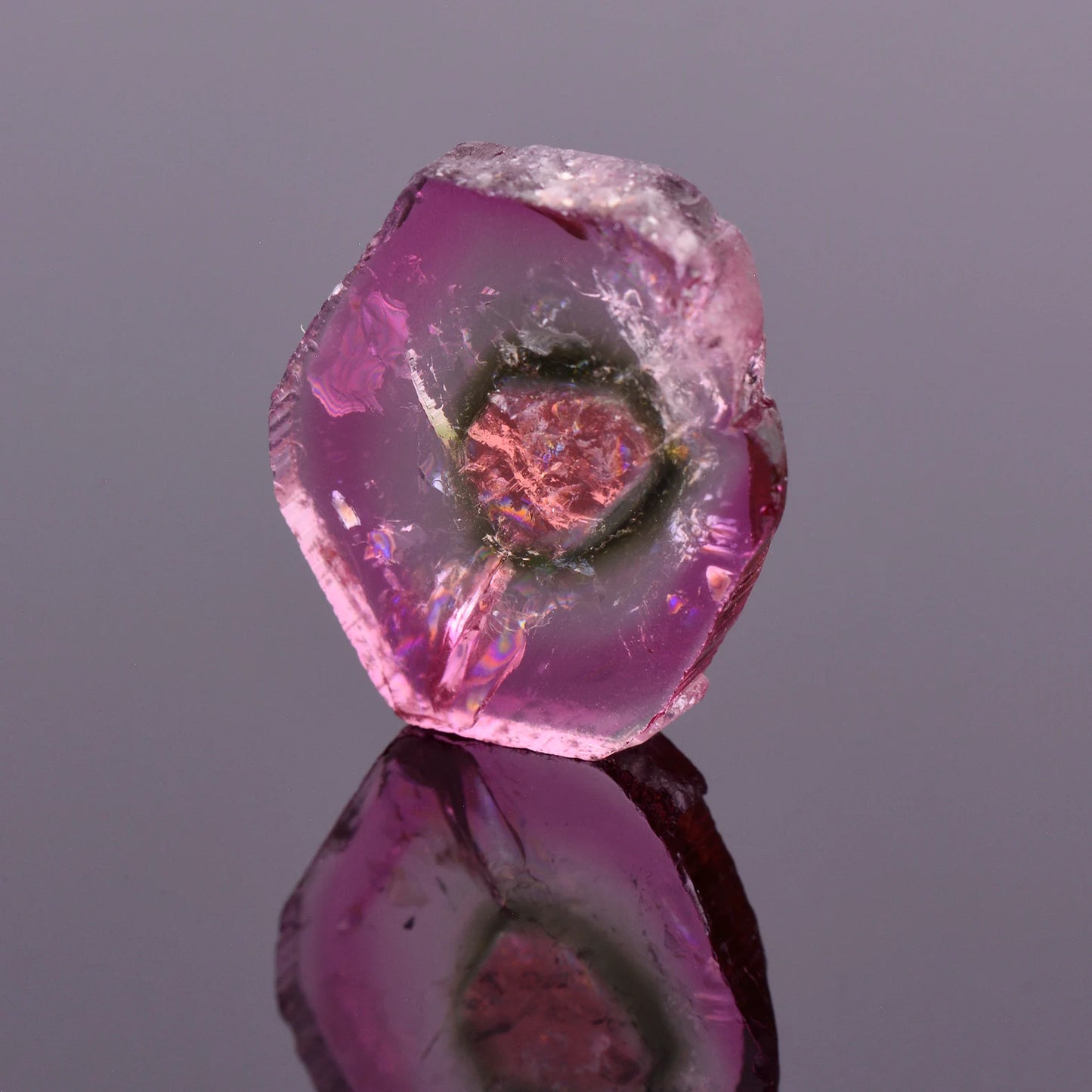 Beautiful Natural Tourmaline Slice from Brazil, 16.02 cts., 20x18 mm., Polished Crystal Slice