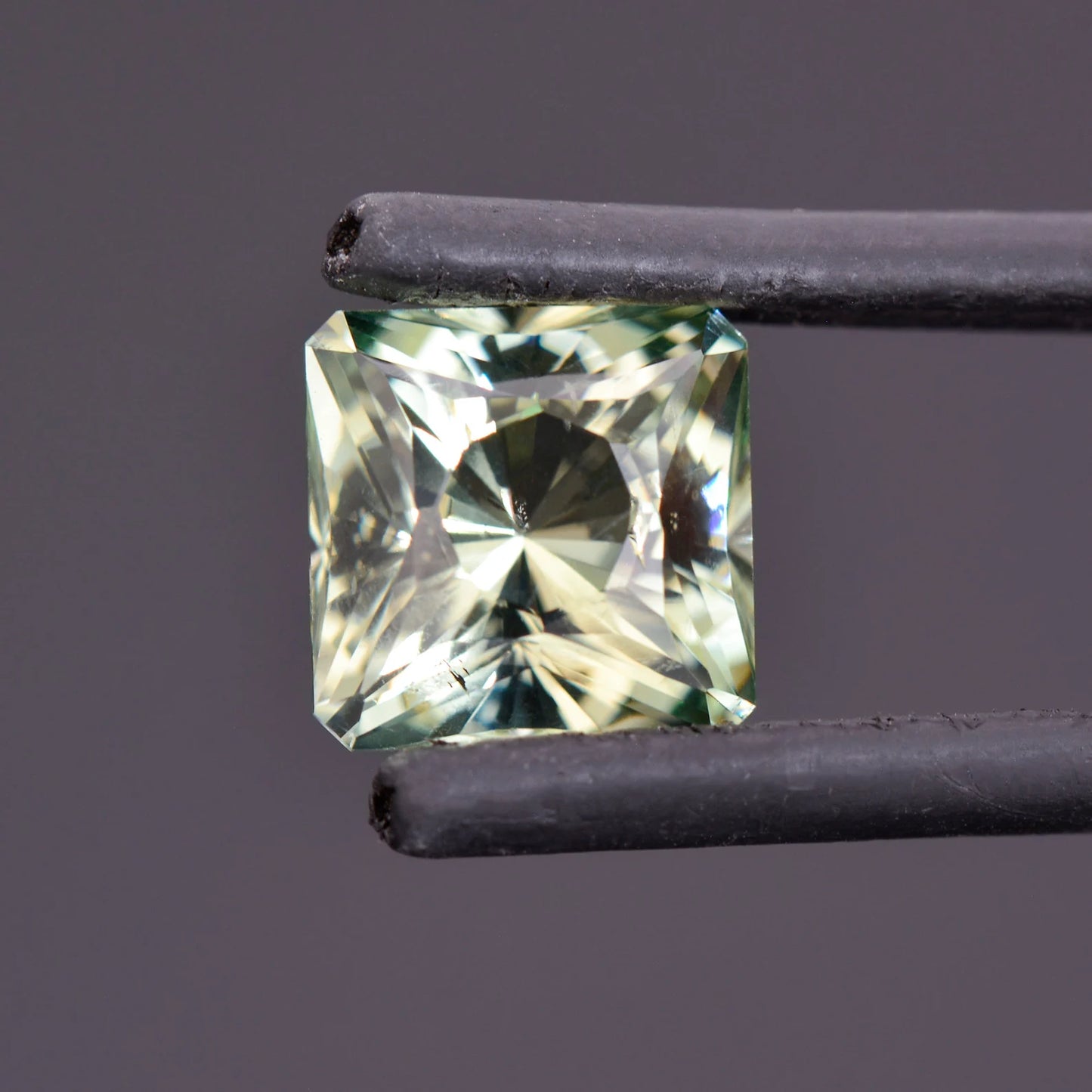 Lovely Sage Green Apatite Gemstone from Madagascar, 3.94 cts., 8.8 mm., Brilliant Square Cut