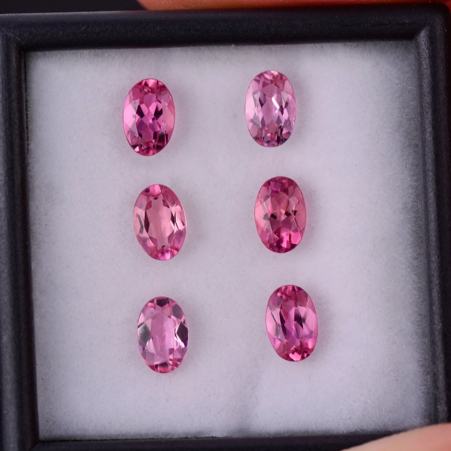 Pretty Hot Pink Tourmaline Gemstone Set from Brazil, 2.79 tcw., 6x4 mm., Oval Shape