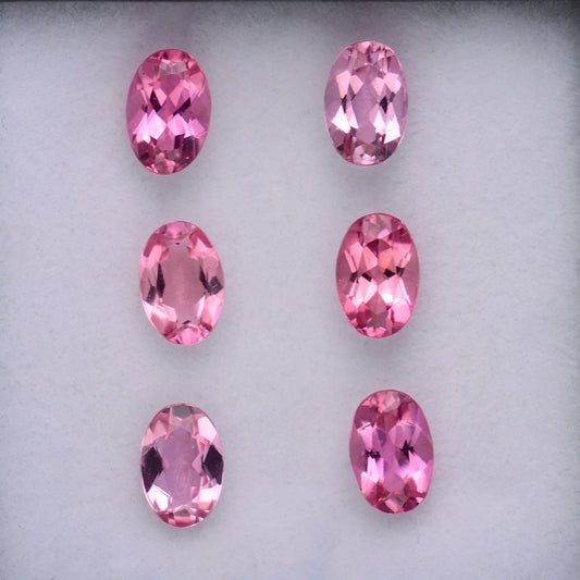 Pretty Hot Pink Tourmaline Gemstone Set from Brazil, 2.79 tcw., 6x4 mm., Oval Shape