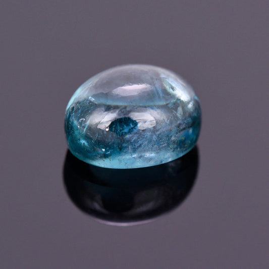 Pretty Blue Indicolite Tourmaline Gemstone from Brazil, 4.17 cts., 10x8 mm., Oval Shape Cabochon