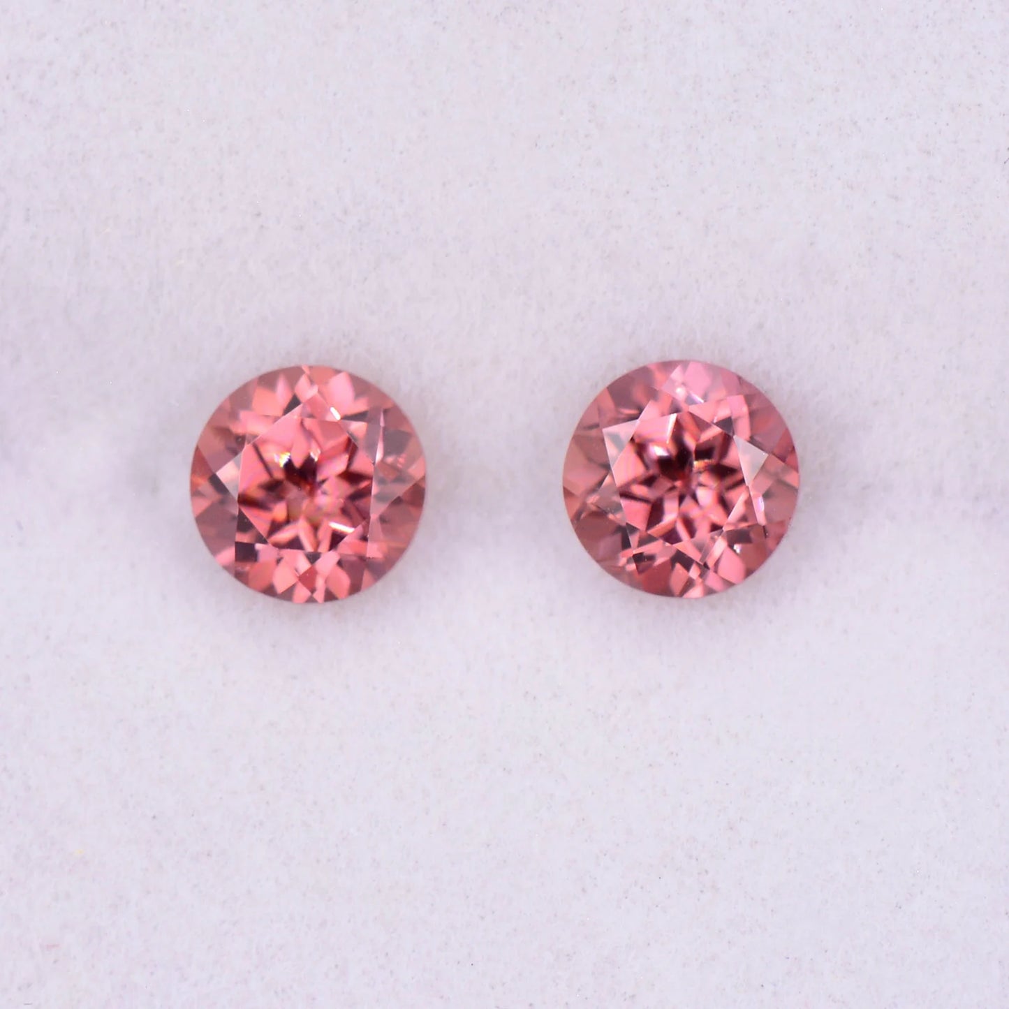 Gorgeous Pink Zircon Gemstone Match Pair from Tanzania, 1.48 tcw., 5 mm., Round Shape