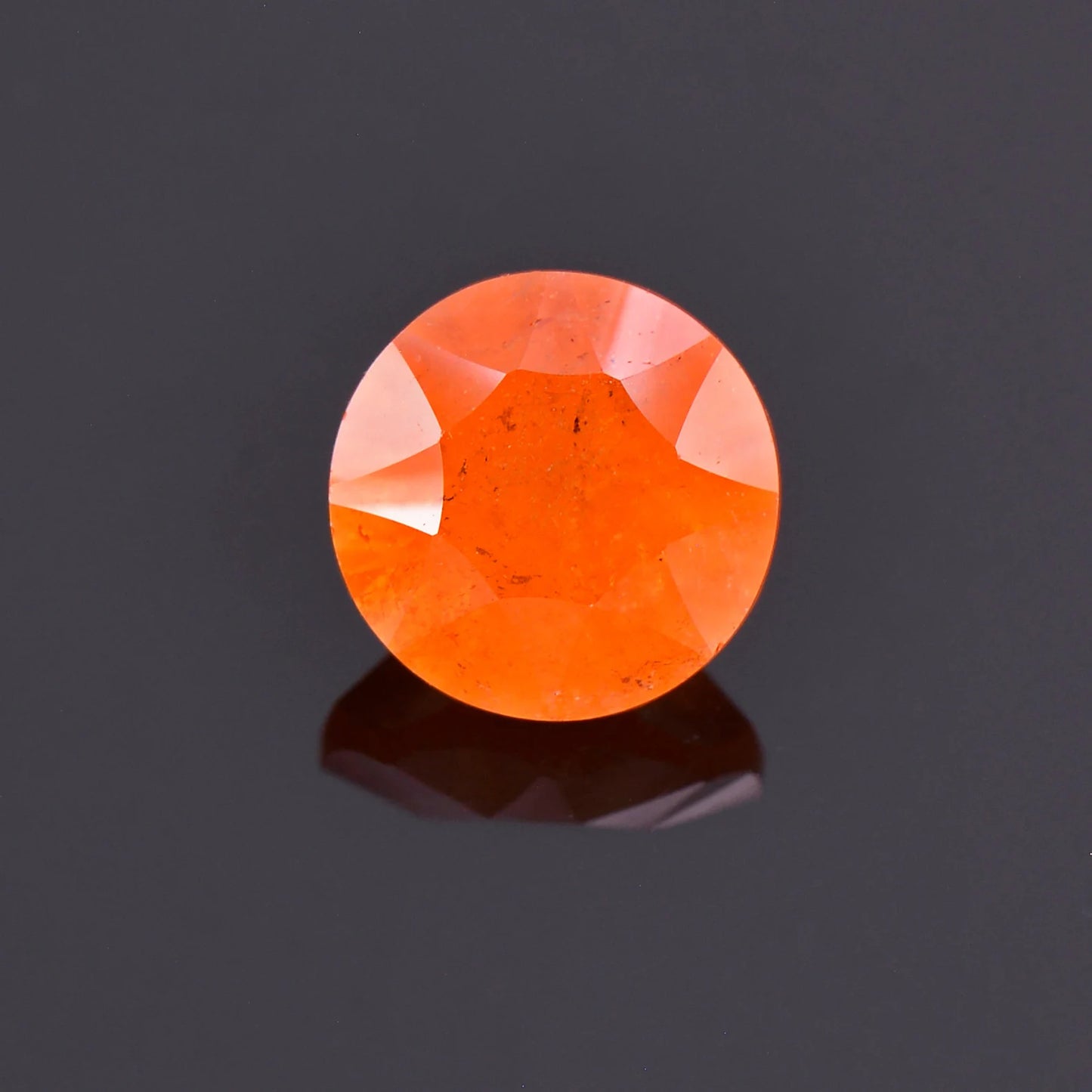 Fiery Orange Spessartine Garnet Gemstone from Nigeria, 2.88 cts., 8 mm., Concave Round Shape