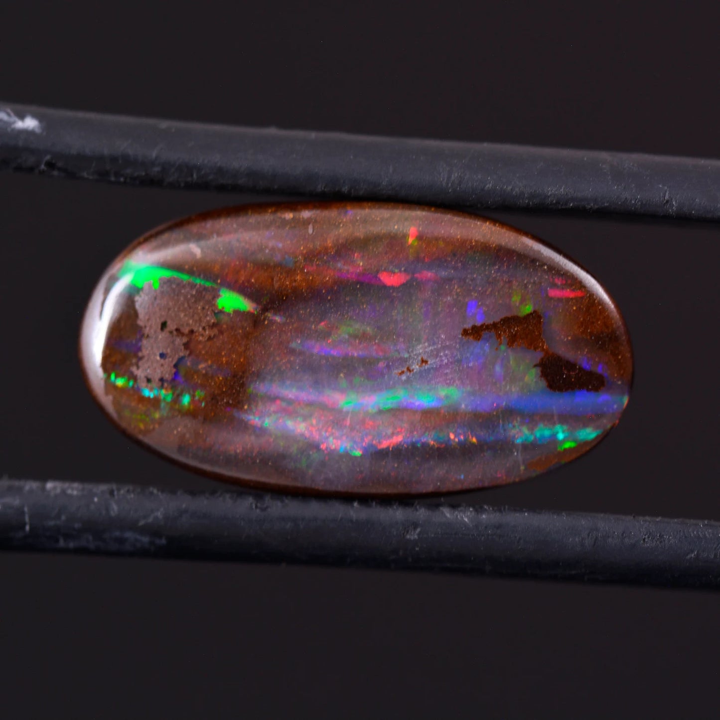 Beautiful Rainbow Boulder Opal from Australia, 6.15 cts., 18x10 mm., Oval Shape Cabochon