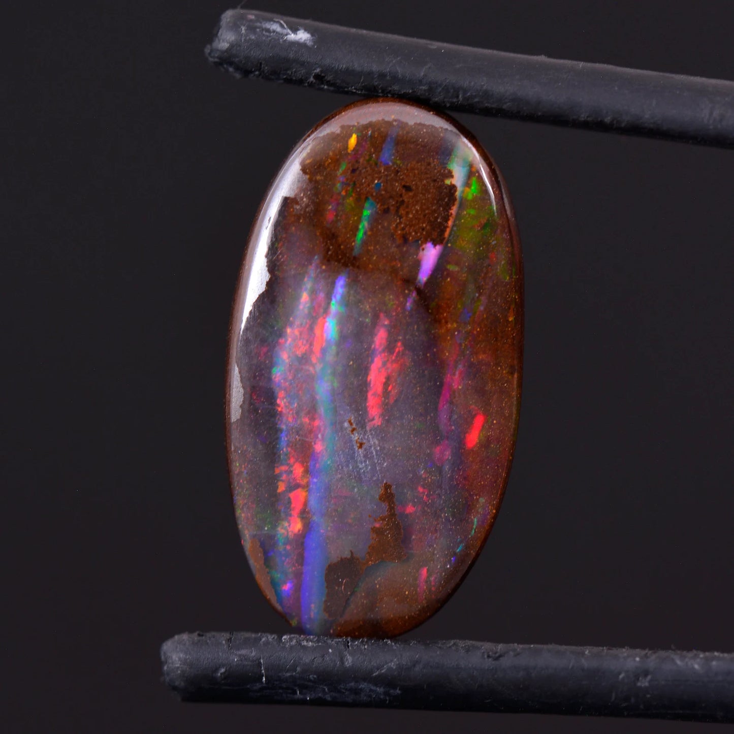 Beautiful Rainbow Boulder Opal from Australia, 6.15 cts., 18x10 mm., Oval Shape Cabochon