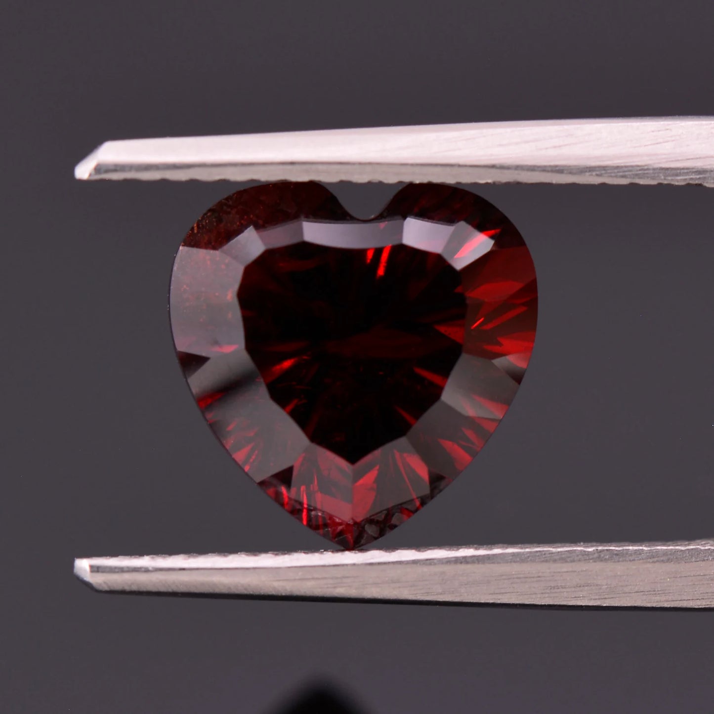 Deep Red Rhodolite Garnet Gemstone from Tanzania, 6.88 cts., 10 mm., Concave Cut Heart Shape