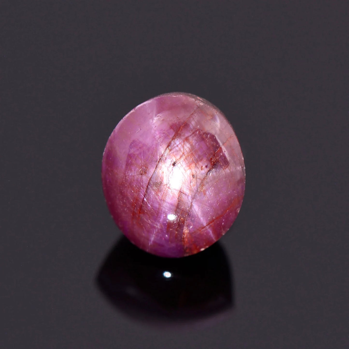 Beautiful Natural Star Ruby Gemstone from India, 3.81 cts., 9x7 mm., Oval Cabochon Shape