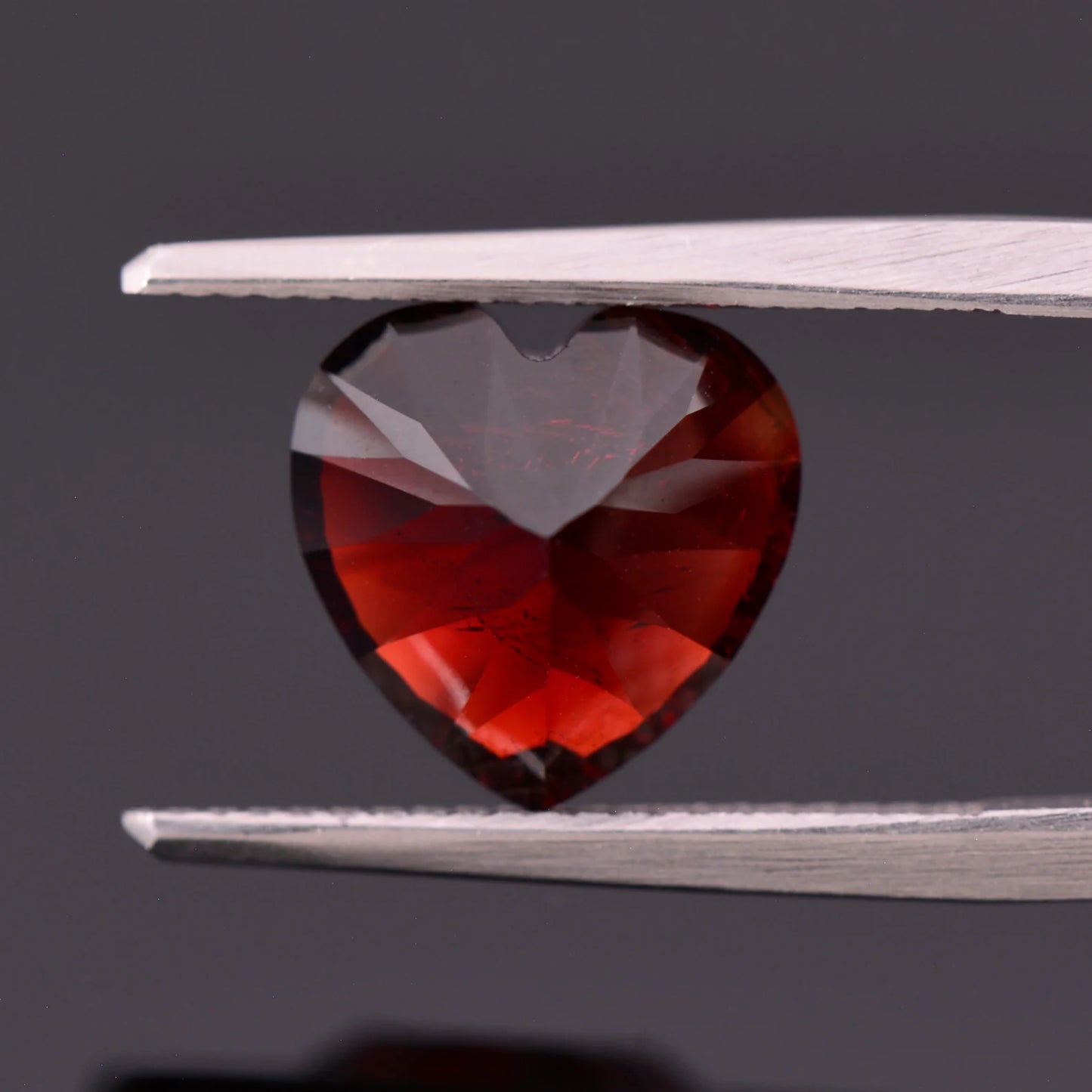 Deep Red Rhodolite Garnet Gemstone from Tanzania, 6.88 cts., 10 mm., Concave Cut Heart Shape