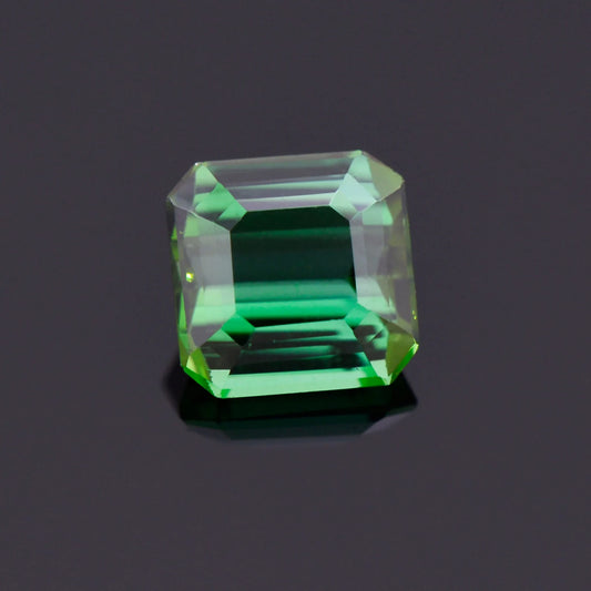 Lovely Green Tourmaline Gemstone from Brazil, 0.88 cts., 5.6 mm., Emerald Shape