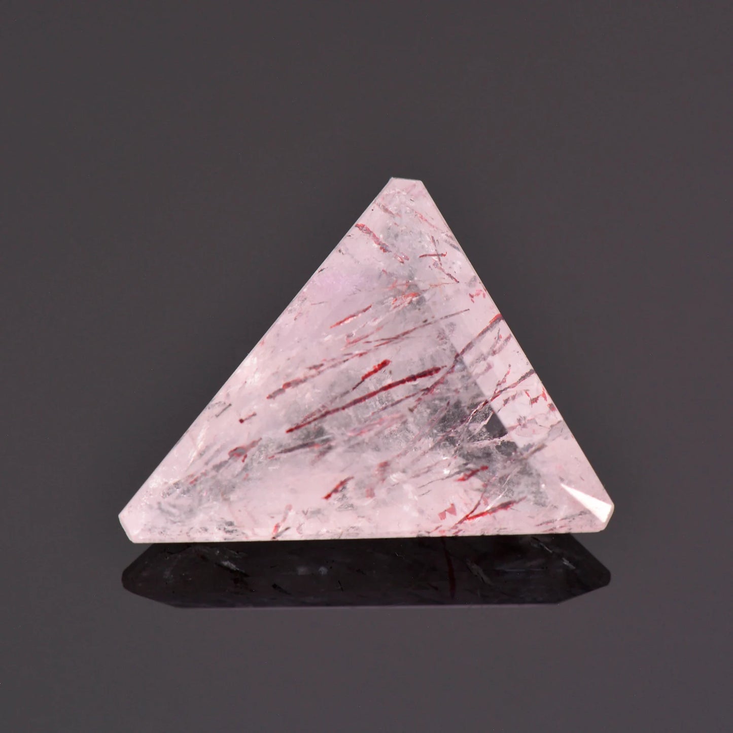 Wonderful Strawberry Quartz with Hematite Inclusion Gemstone, 12.24 cts., 20x19 mm., Triangle Shape