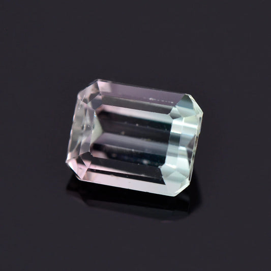 Pretty Bi-Color Tourmaline Gemstone from Brazil, 1.32 cts., 6.9x5.5 mm., Emerald Step Cut