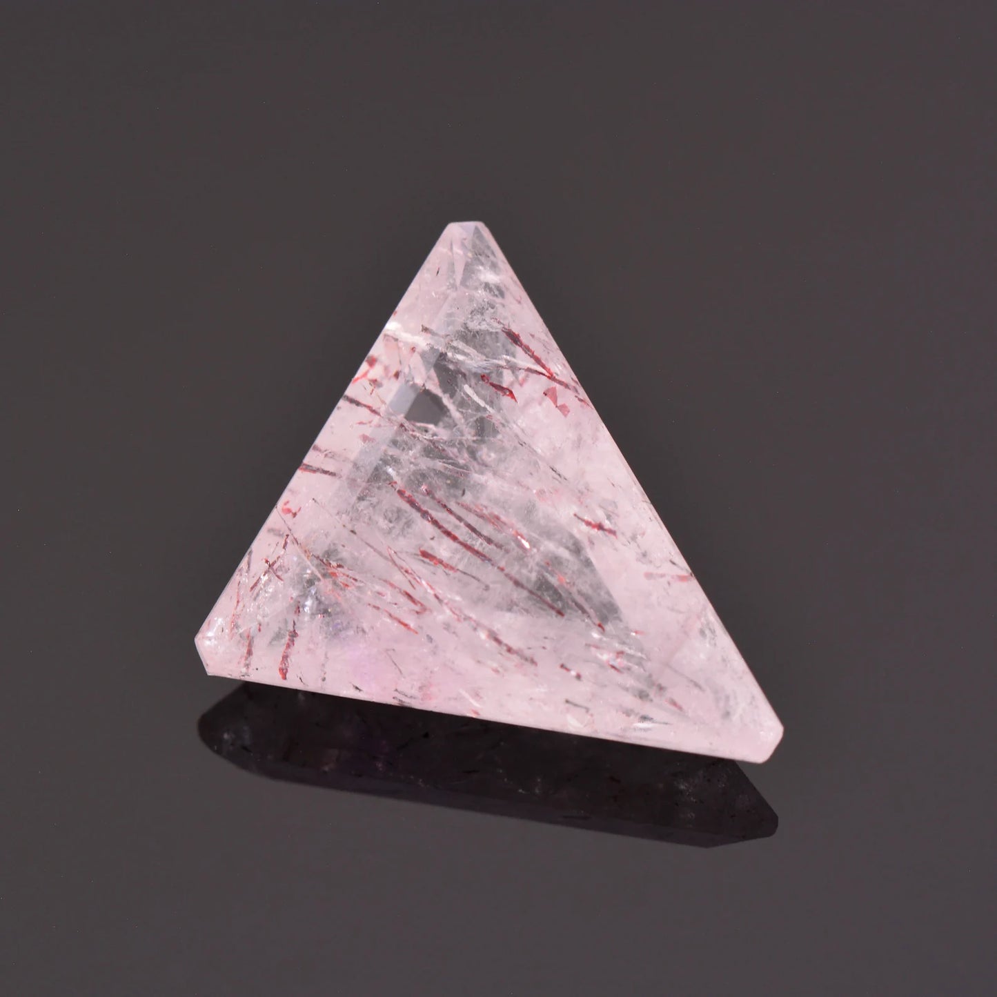 Wonderful Strawberry Quartz with Hematite Inclusion Gemstone, 12.24 cts., 20x19 mm., Triangle Shape