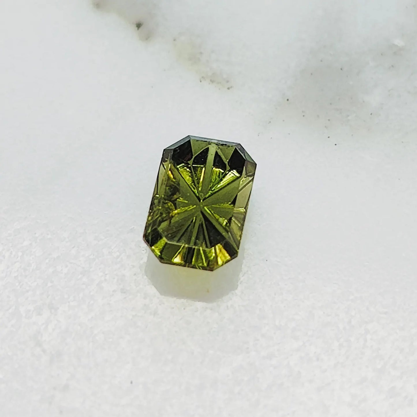 Rare Chrome Tourmaline Gemstone from Tanzania, 0.59 cts., 6x4 mm., Fantasy Cut Emerald Shape