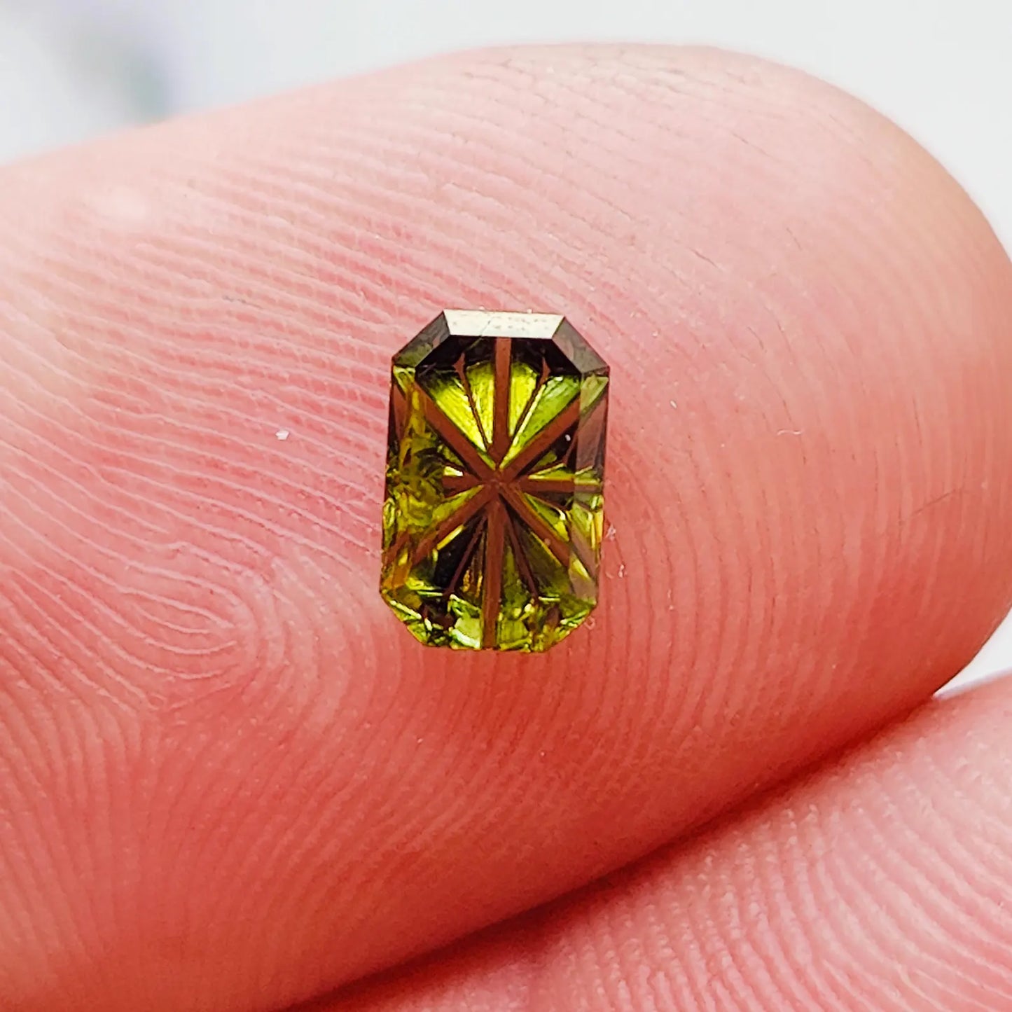 Rare Chrome Tourmaline Gemstone from Tanzania, 0.59 cts., 6x4 mm., Fantasy Cut Emerald Shape