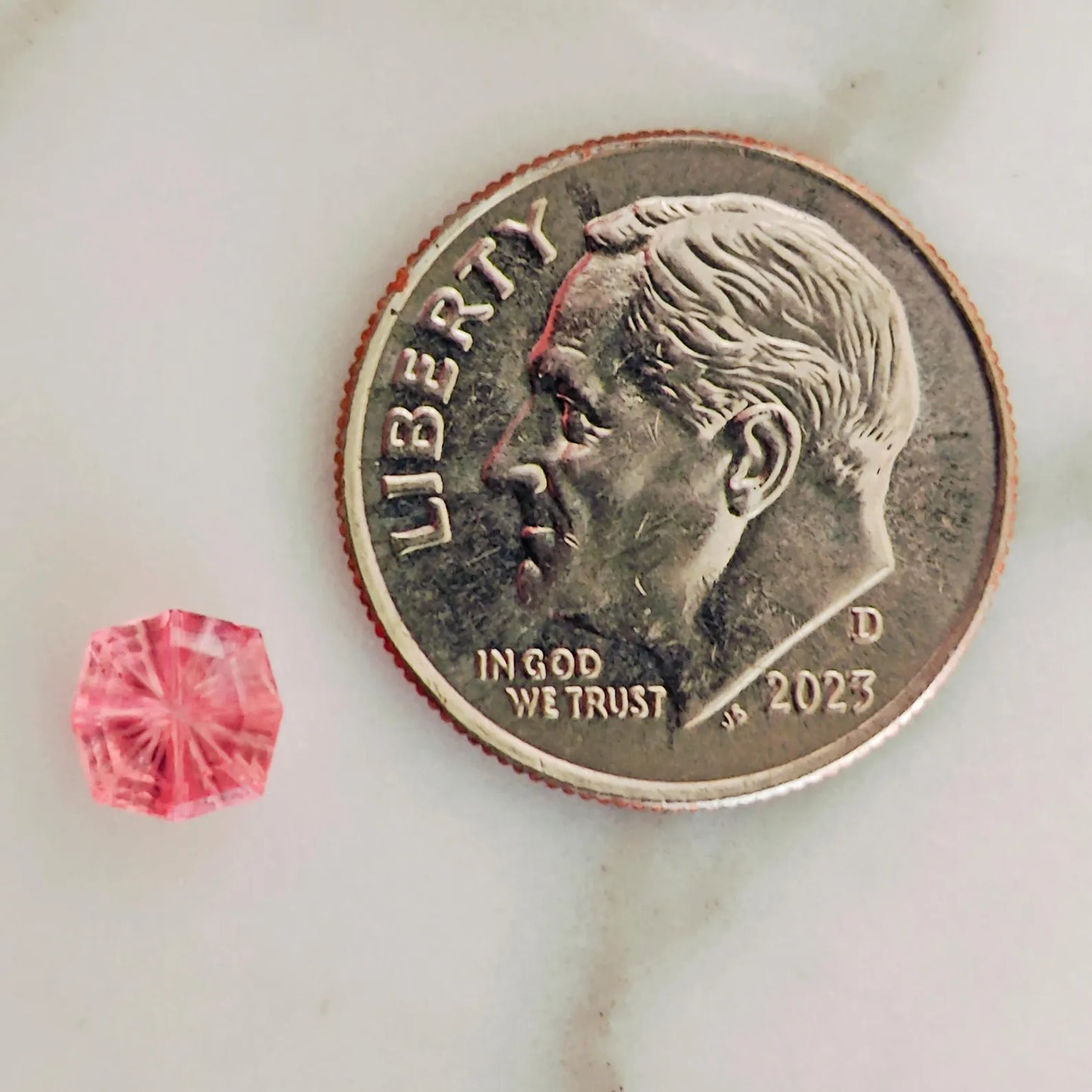 Rare Rhodochrosite Gemstone from Colorado, 0.85 cts., 5.5 mm., Fantasy Cut Cushion Shape