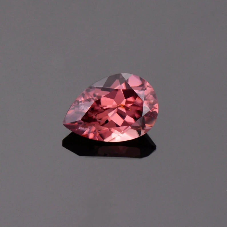 Glittery Rose Pink Zircon Gemstone from Tanzania, 2.89 cts., 9.8 x 6.8 mm., Pear Shape.