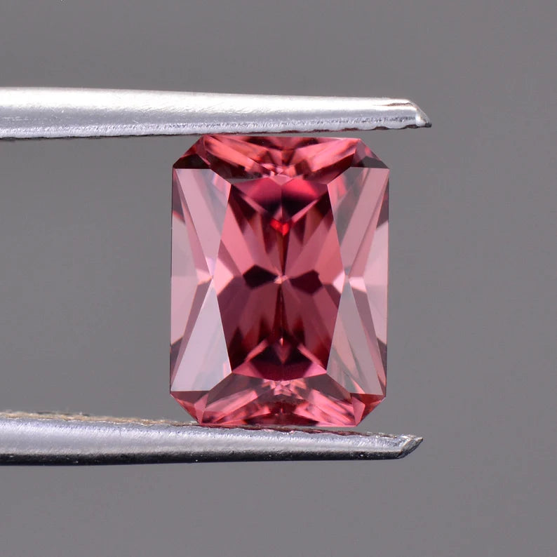 Superb Rose Pink Zircon Gemstone from Tanzania, 2.52 cts., 8 x 6 mm., Radiant Emerald Cut