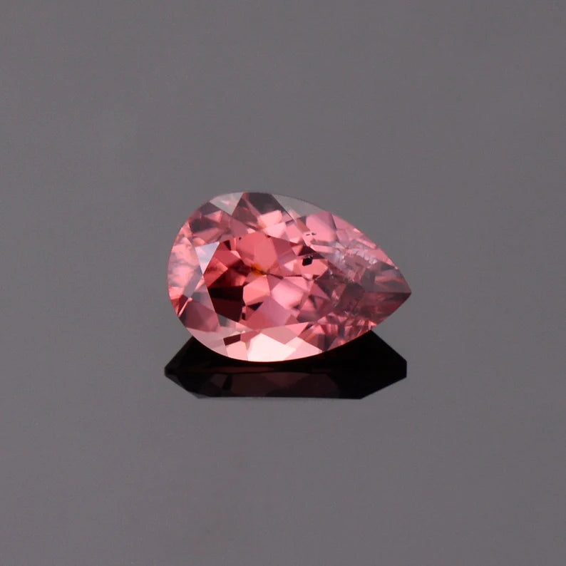 Glittery Rose Pink Zircon Gemstone from Tanzania, 2.89 cts., 9.8 x 6.8 mm., Pear Shape.