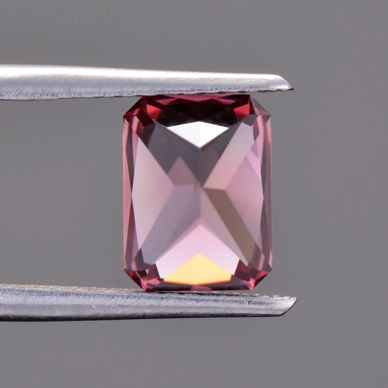 Superb Rose Pink Zircon Gemstone from Tanzania, 2.52 cts., 8 x 6 mm., Radiant Emerald Cut