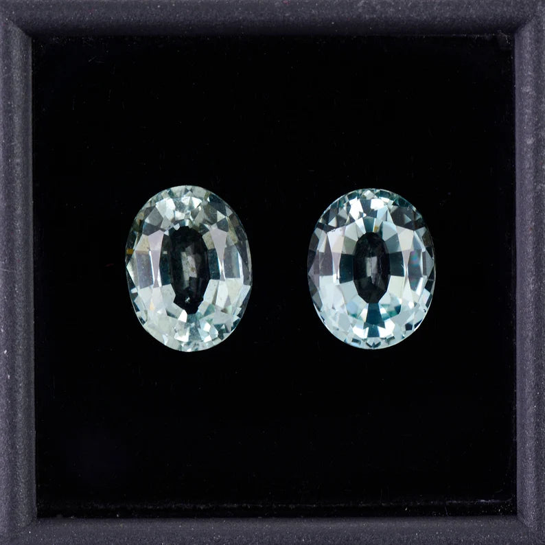 Gorgeous Ice Blue Aquamarine Gemstone Match Pair from Idaho, 4.82 tcw., 10 x 8 mm., Oval Shapes