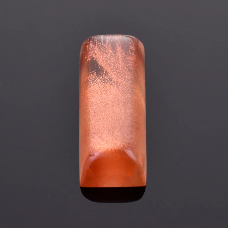 Exceptional Copper Shiller Sunstone Cabochon Gem, 10.58 cts., 21 x 8 mm., Elongated Sugar Loaf Shape