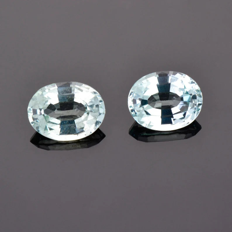 Gorgeous Ice Blue Aquamarine Gemstone Match Pair from Idaho, 4.82 tcw., 10 x 8 mm., Oval Shapes