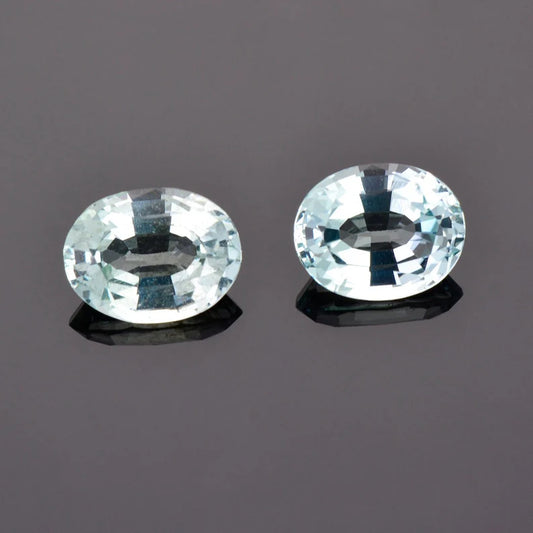 Gorgeous Ice Blue Aquamarine Gemstone Match Pair from Idaho, 4.82 tcw., 10 x 8 mm., Oval Shapes