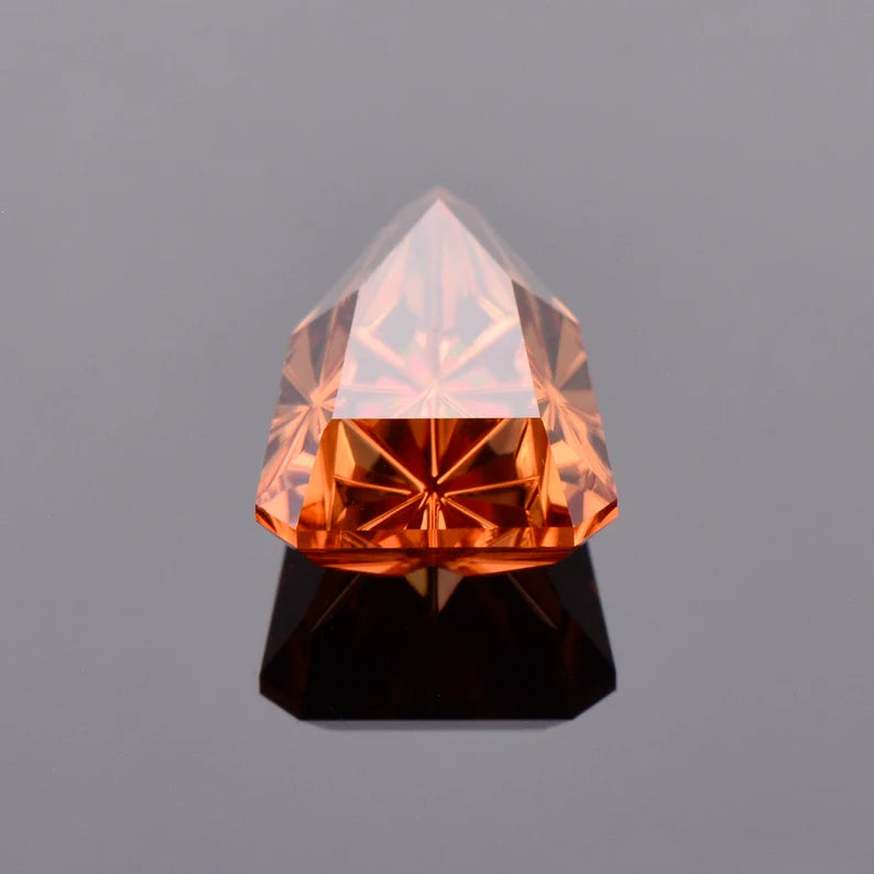 Exquisite Peach Zircon Gemstone from Tanzania, 10.61 cts., 15 x 10 mm., Fantasy Cut Arrowhead Shape