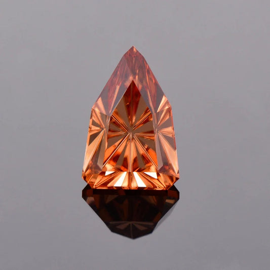 Exquisite Peach Zircon Gemstone from Tanzania, 10.61 cts., 15 x 10 mm., Fantasy Cut Arrowhead Shape