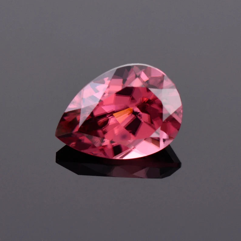 Stunning Rose Pink Zircon Gemstone from Tanzania, 3.84 cts., 10.7x7.6 mm., Pear Shape