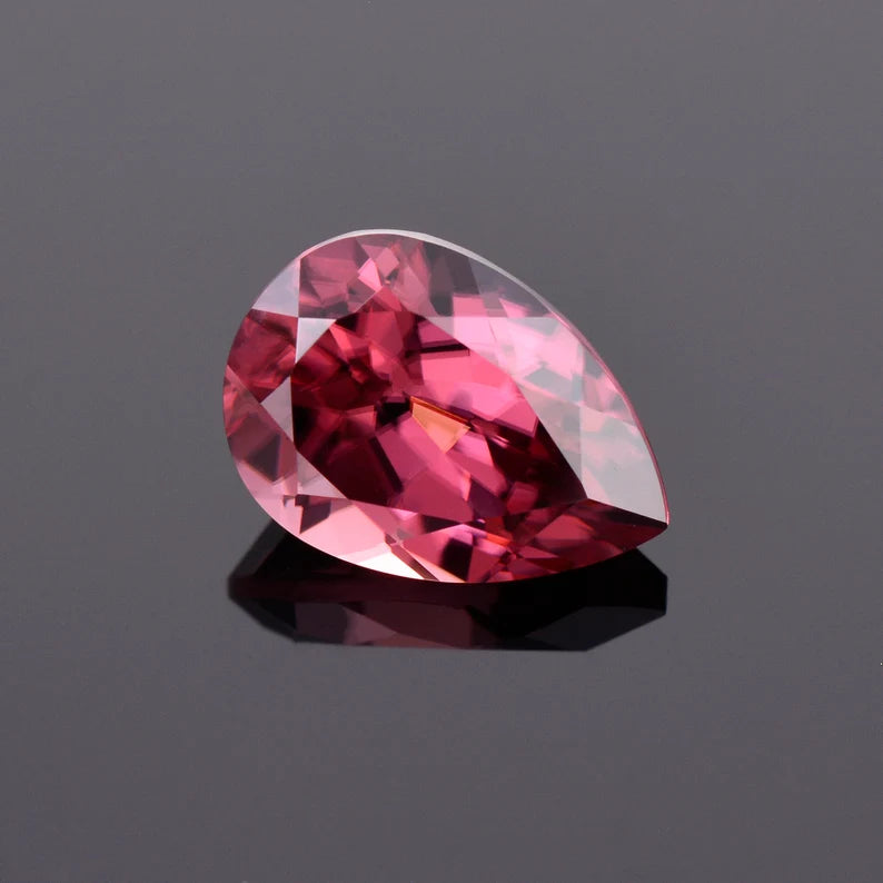 Stunning Rose Pink Zircon Gemstone from Tanzania, 3.84 cts., 10.7x7.6 mm., Pear Shape