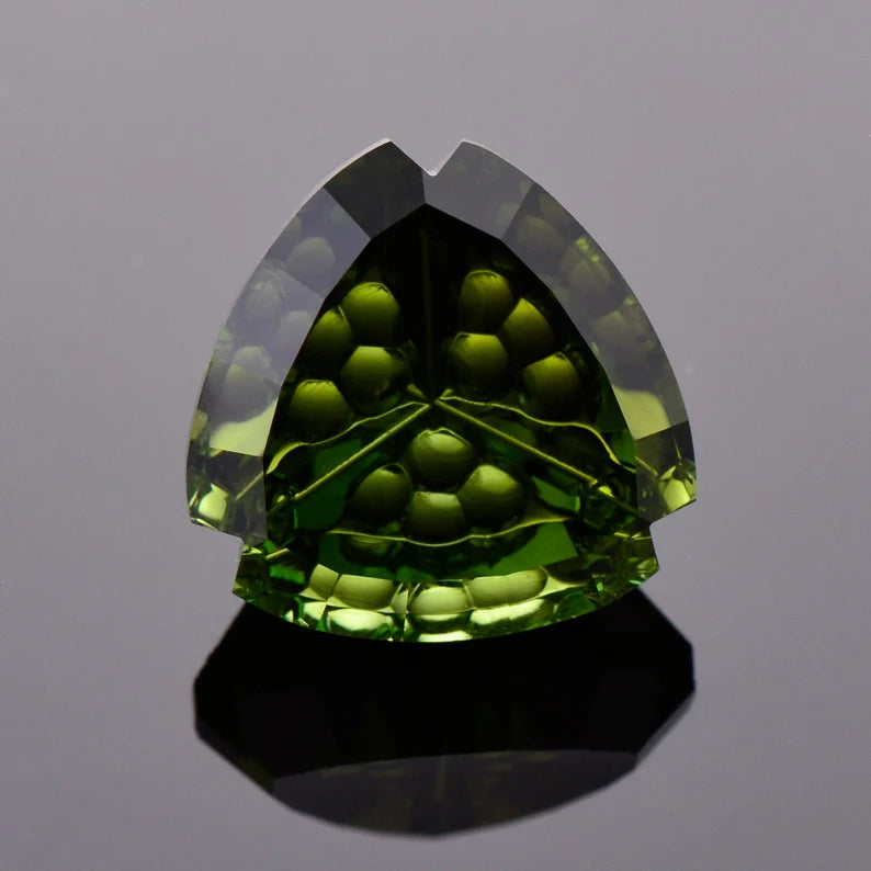 Fancy Dark Green Tourmaline Gemstone from Nigeria, 7.97 cts., 12.45 mm., Fantasy Trillion Shape