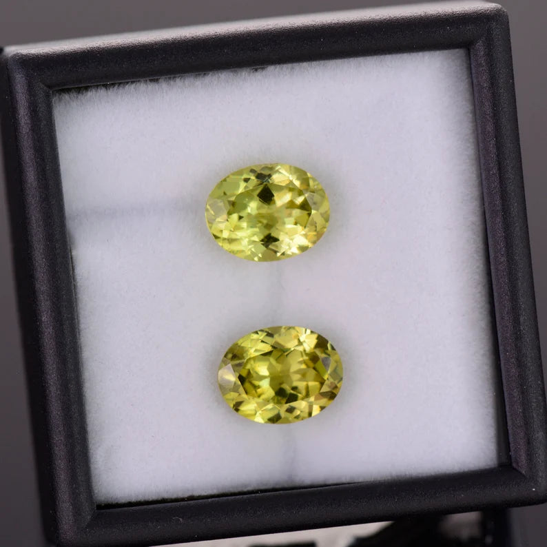 Stunning Yellow Grandite Garnet Match Gemstone Pair, 4.46 tcw., 9x7 mm., Ovals Shape