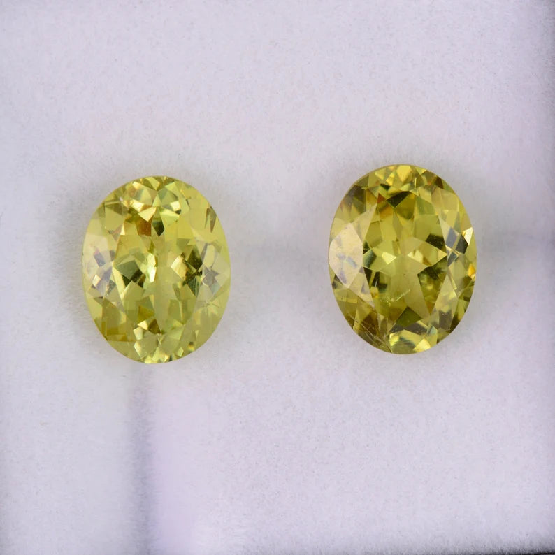 Stunning Yellow Grandite Garnet Match Gemstone Pair, 4.46 tcw., 9x7 mm., Ovals Shape