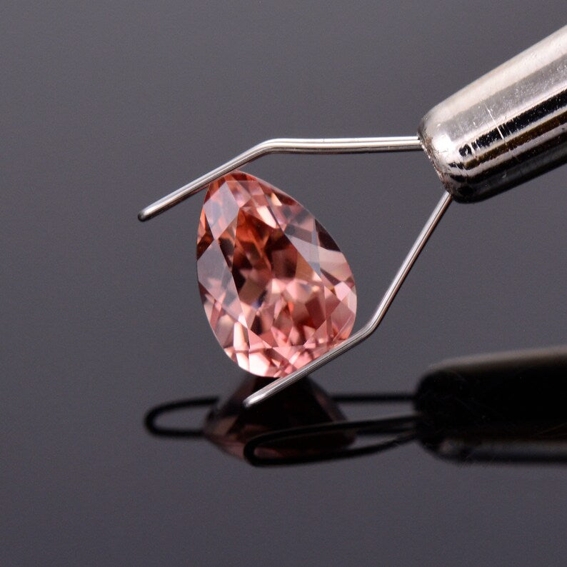 Beautiful Pink Peach Zircon Gemstone from Tanzania, 2.44 cts., 9.4x6.4 mm., Pear Shape