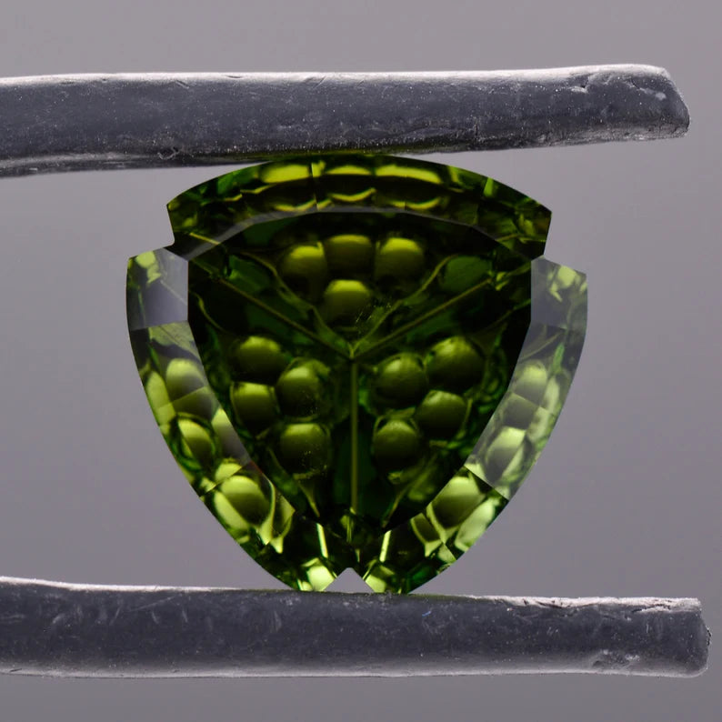 Fancy Dark Green Tourmaline Gemstone from Nigeria, 7.97 cts., 12.45 mm., Fantasy Trillion Shape