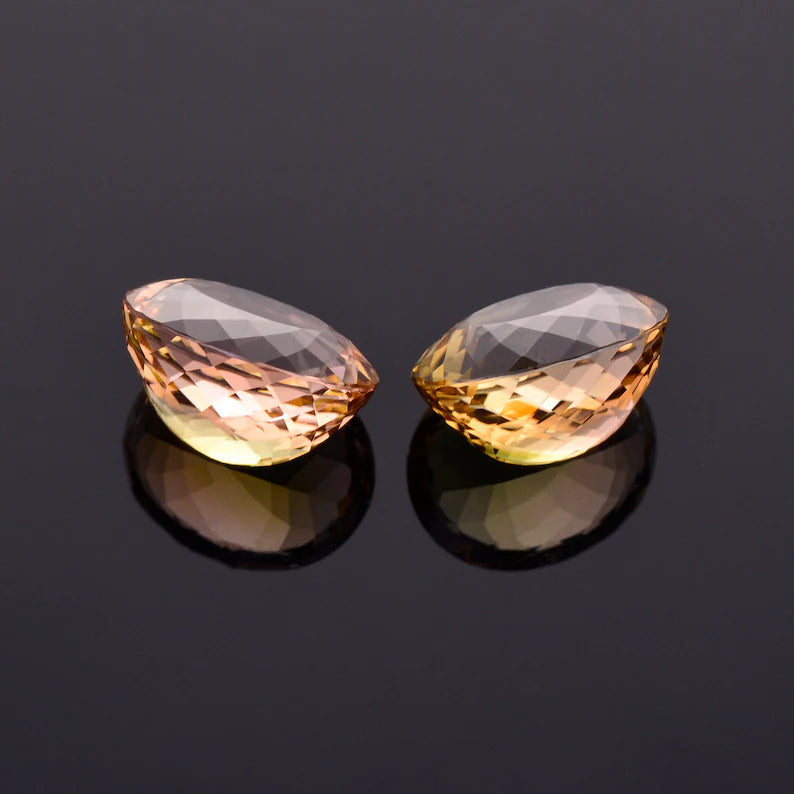 Exquisite Multicolor Tourmaline Gemstone Match Pair, 14.84 tcw., 13x11 mm., Oval Shapes