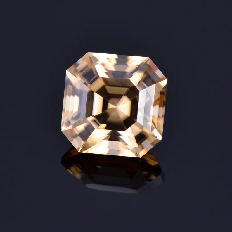 Fantastic Champagne Zircon Gemstone from Tanzania, 6.02 cts., 9 mm., Asscher Cut