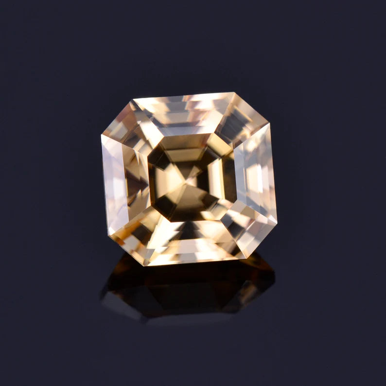 Fantastic Champagne Zircon Gemstone from Tanzania, 6.02 cts., 9 mm., Asscher Cut